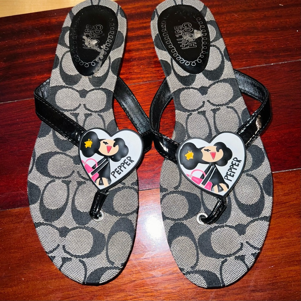 Black Coach Poppy Sandals